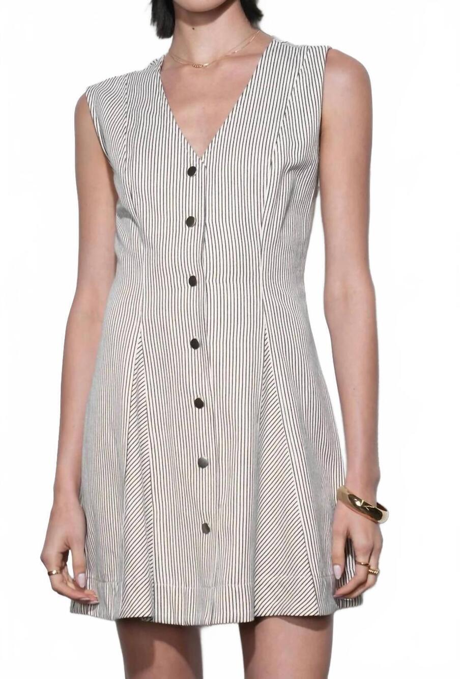 NEW GREYLIN zora stripe dress in ivory/black